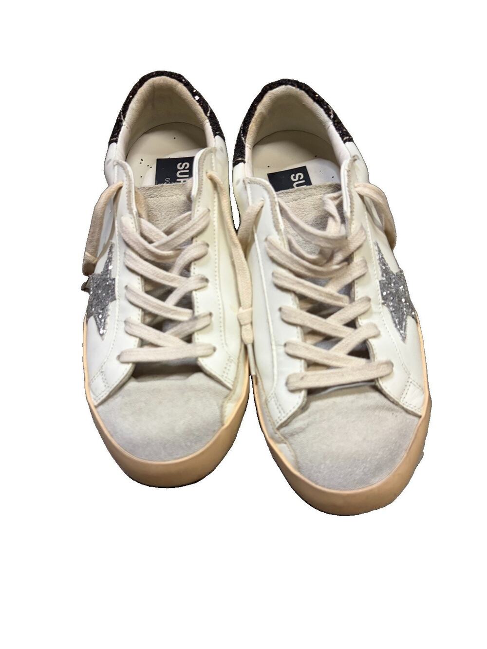 Golden Goose Super-Star Women’s 39 Swarovski Crystal Glitter Leather Sneakers